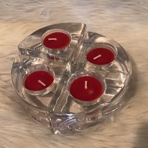 Shannon Crystal 4 Piece Pie Sectioned Candle Holders